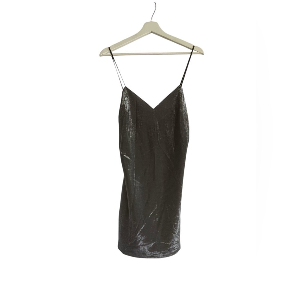 Zara Slip On Dress Party Sparkle Metal Silver New Years Size Medium NEW